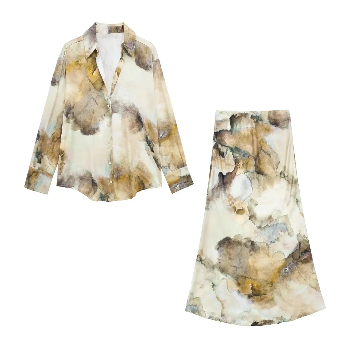 Gina Spring Print Blouse Skirt Sets