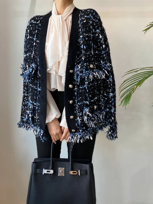 Vintage Tassels Patchwork Jacket Contrast